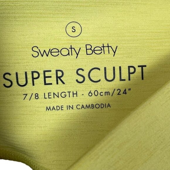 Sweaty Betty Super Sculpt 7/8 Length Leggings Size S Chartruese Yellow Pocket - Picture 5 of 8